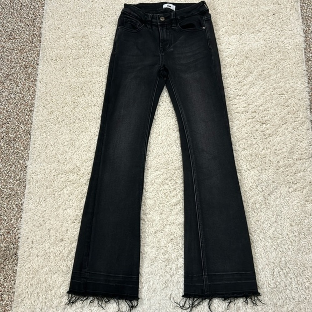 l&M Structured Denim Brand 0 black flare jeans with raw hem
